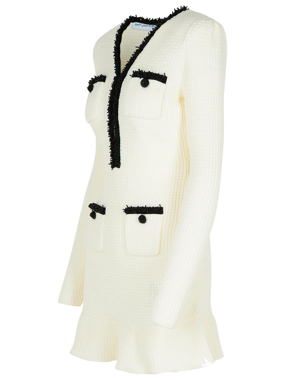 Self Portrait 'Waffle' Dress In White Polyester Blend Women - 2