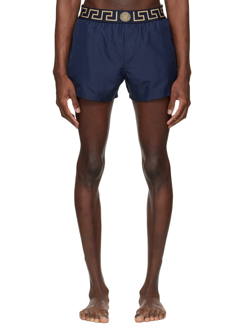 Navy Greca Swim Shorts 1