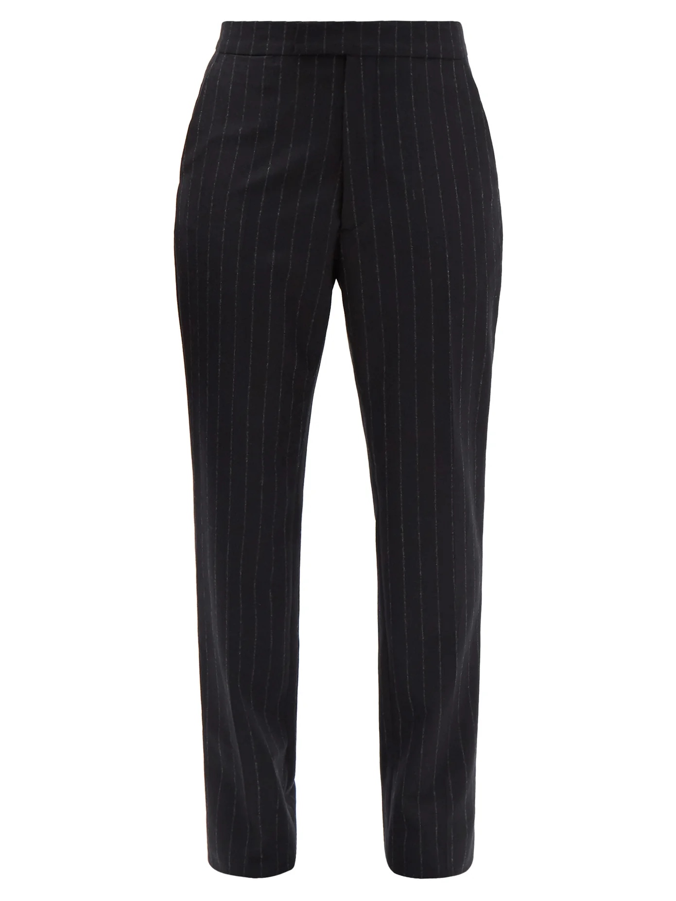 Pinstriped wool slim-leg trousers - 1