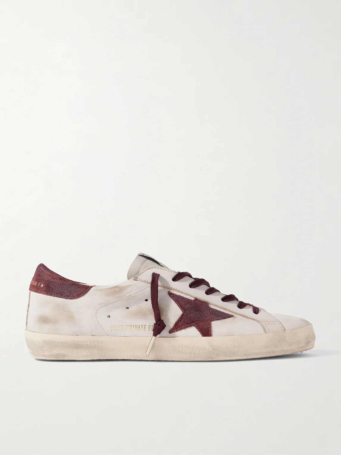 Super-Star Distressed Suede-Trimmed Leather Sneakers - 1