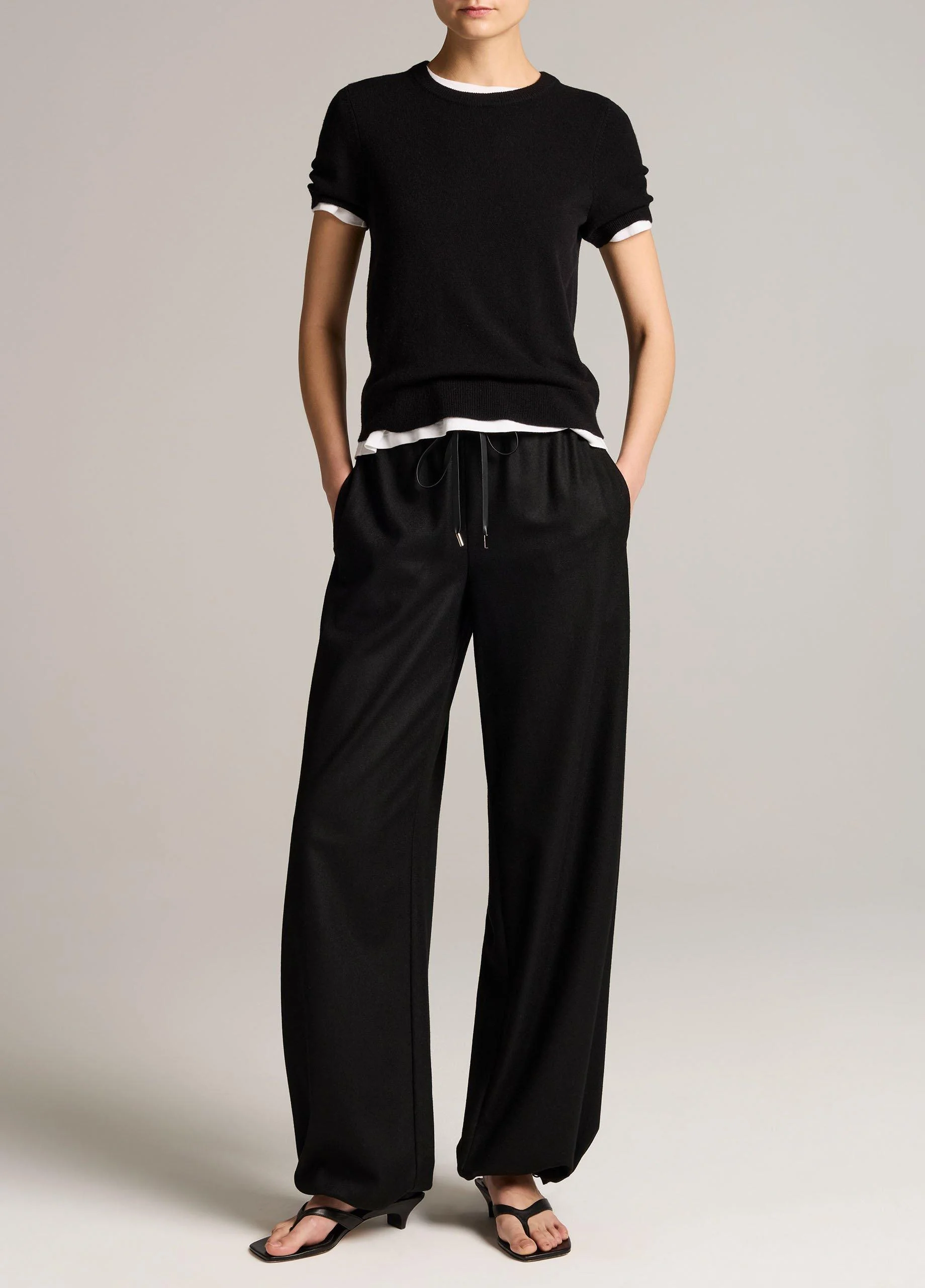 Italian Wool-Blend Flannel Drawstring Pant - 1