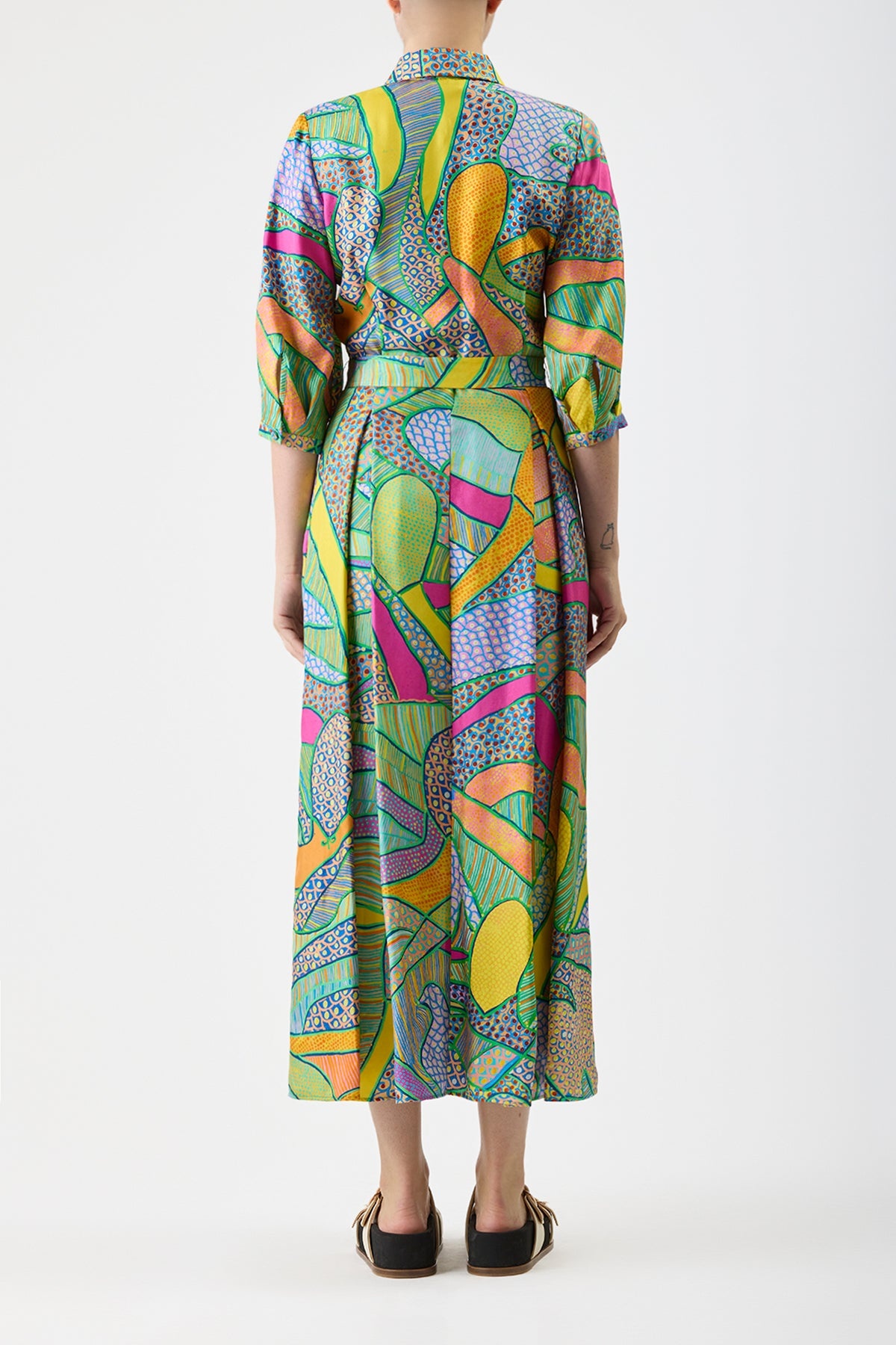 Andy Dress in Printed Silk - 4