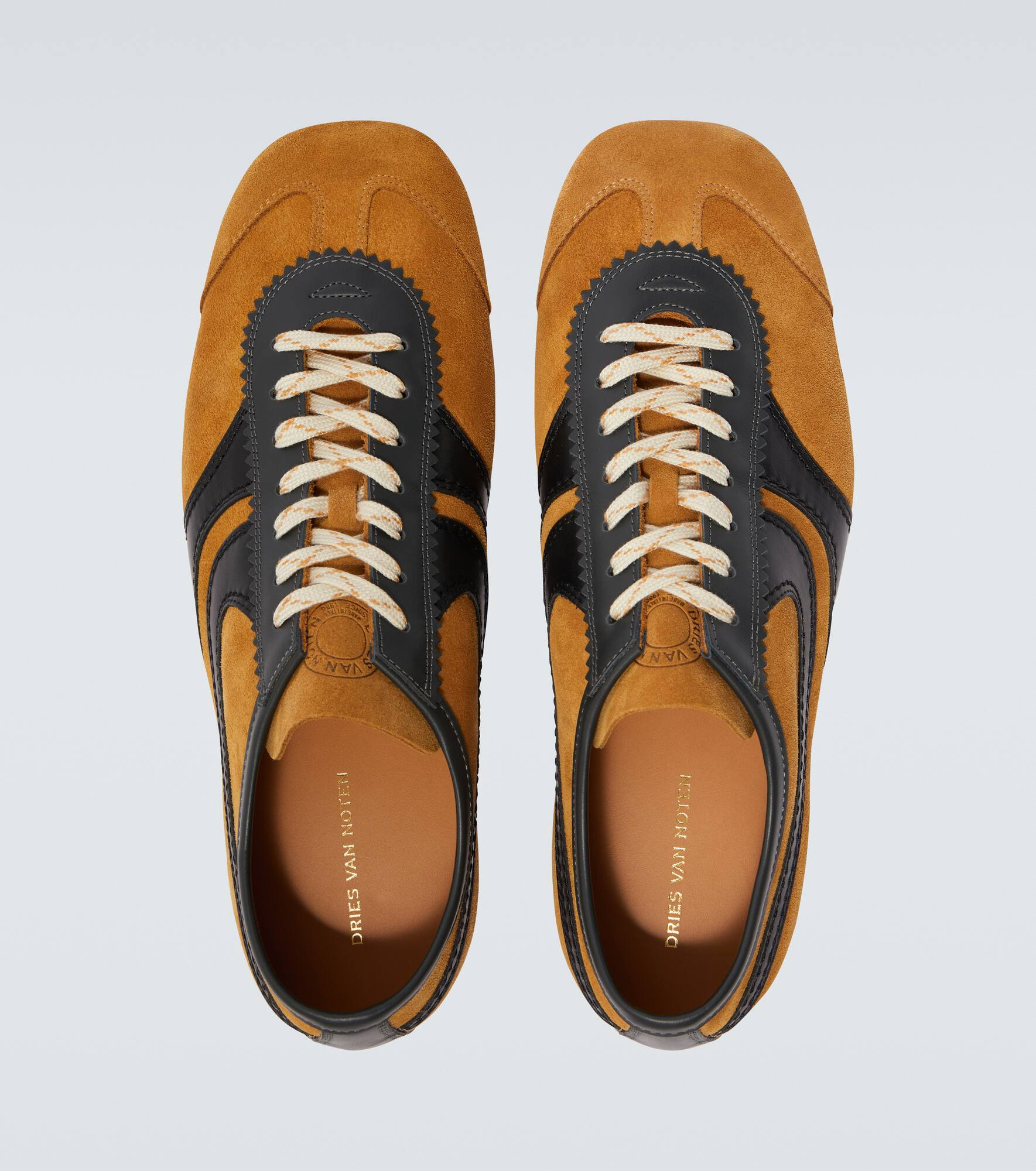 Leather-trimmed suede sneakers - 4