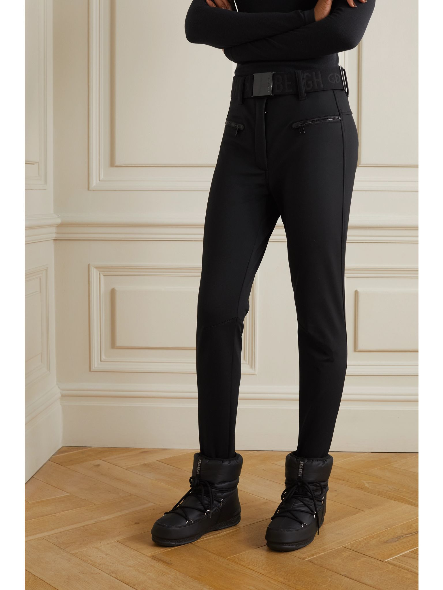 Paris belted stirrup ski pants Black - 3