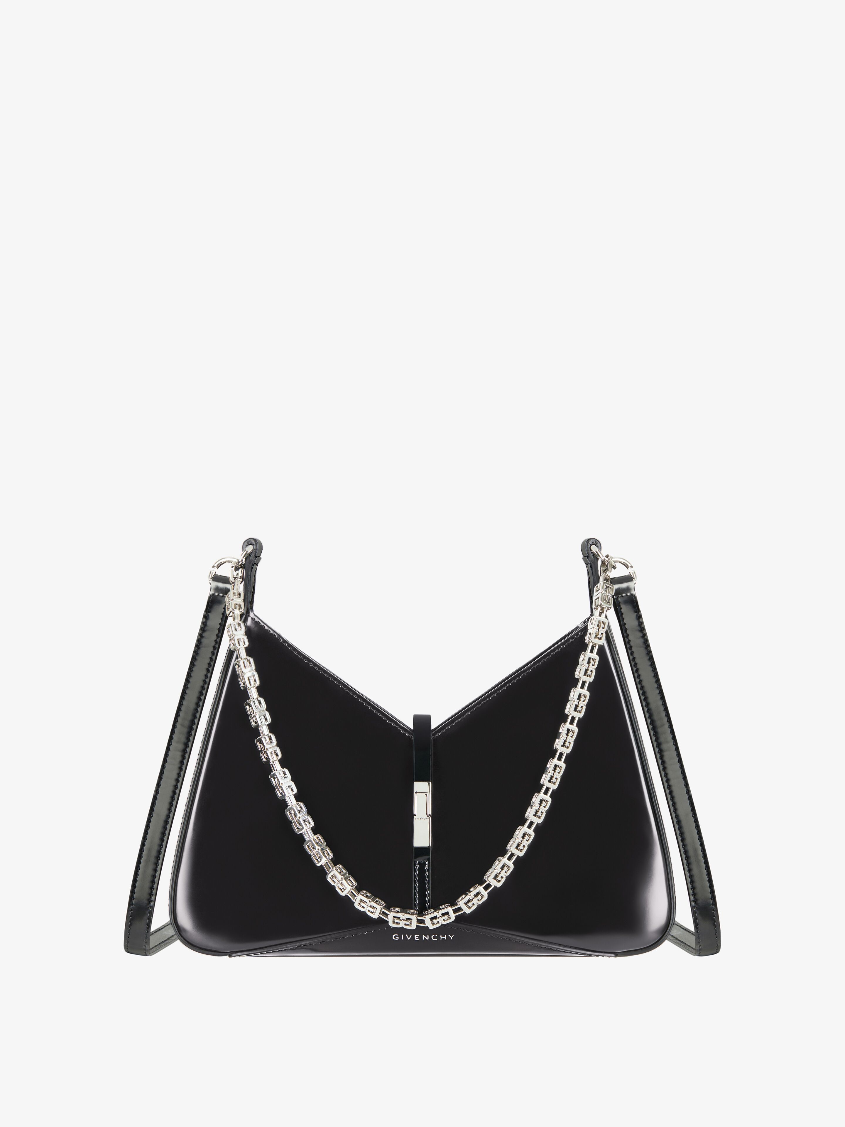 SMALL CUT OUT BAG IN SHINY LEATHER WITH CHAIN - 1