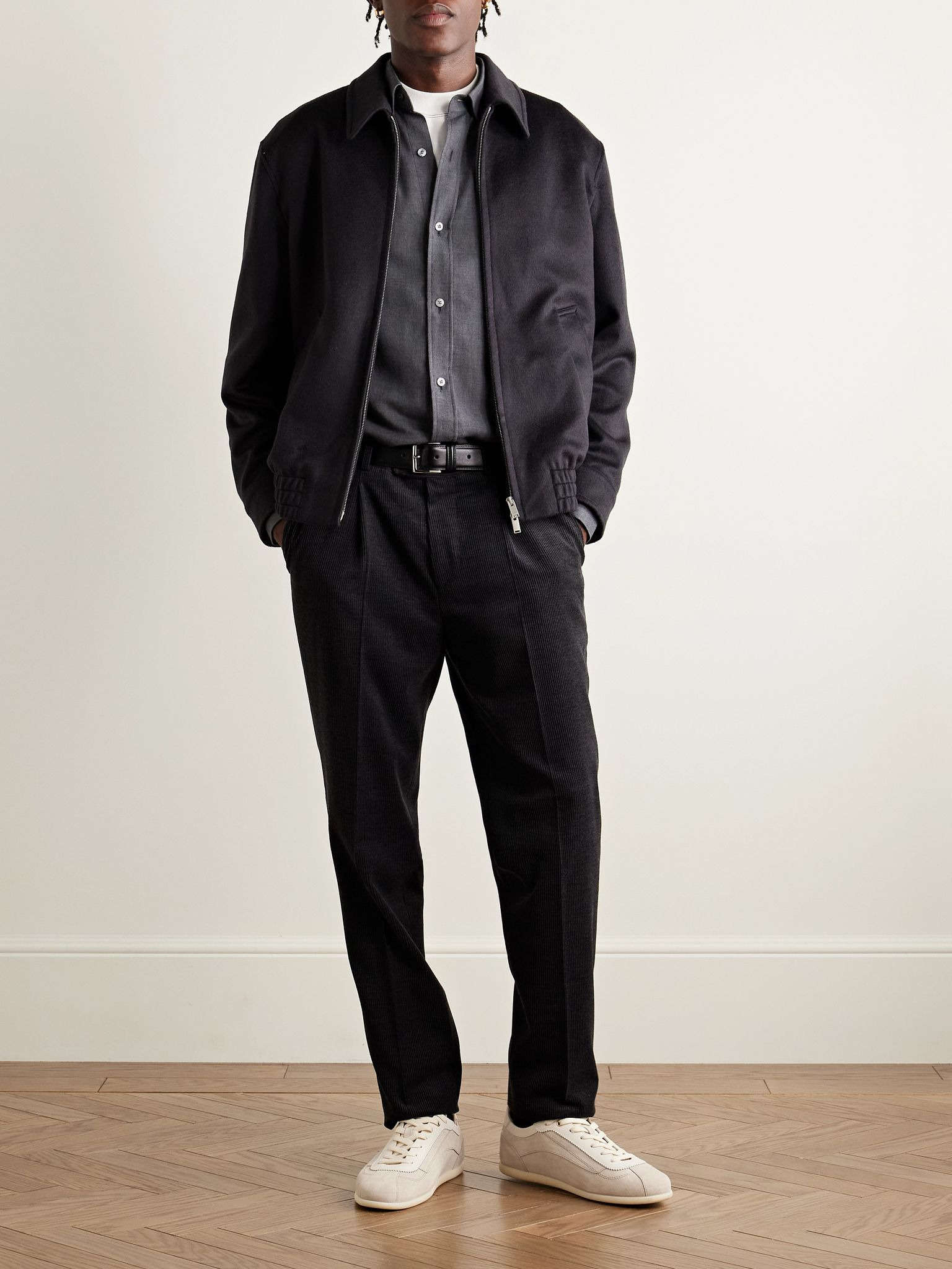 Cashmere and Wool-Blend Felt Blouson Jacket Navy - 2