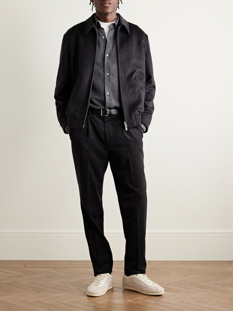 LARDINI Cashmere and Wool-Blend Felt Blouson Jacket Navy outlook