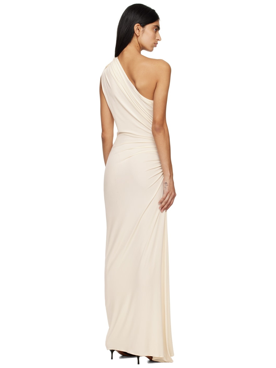 Off-White Single-Shoulder Maxi Dress - 3