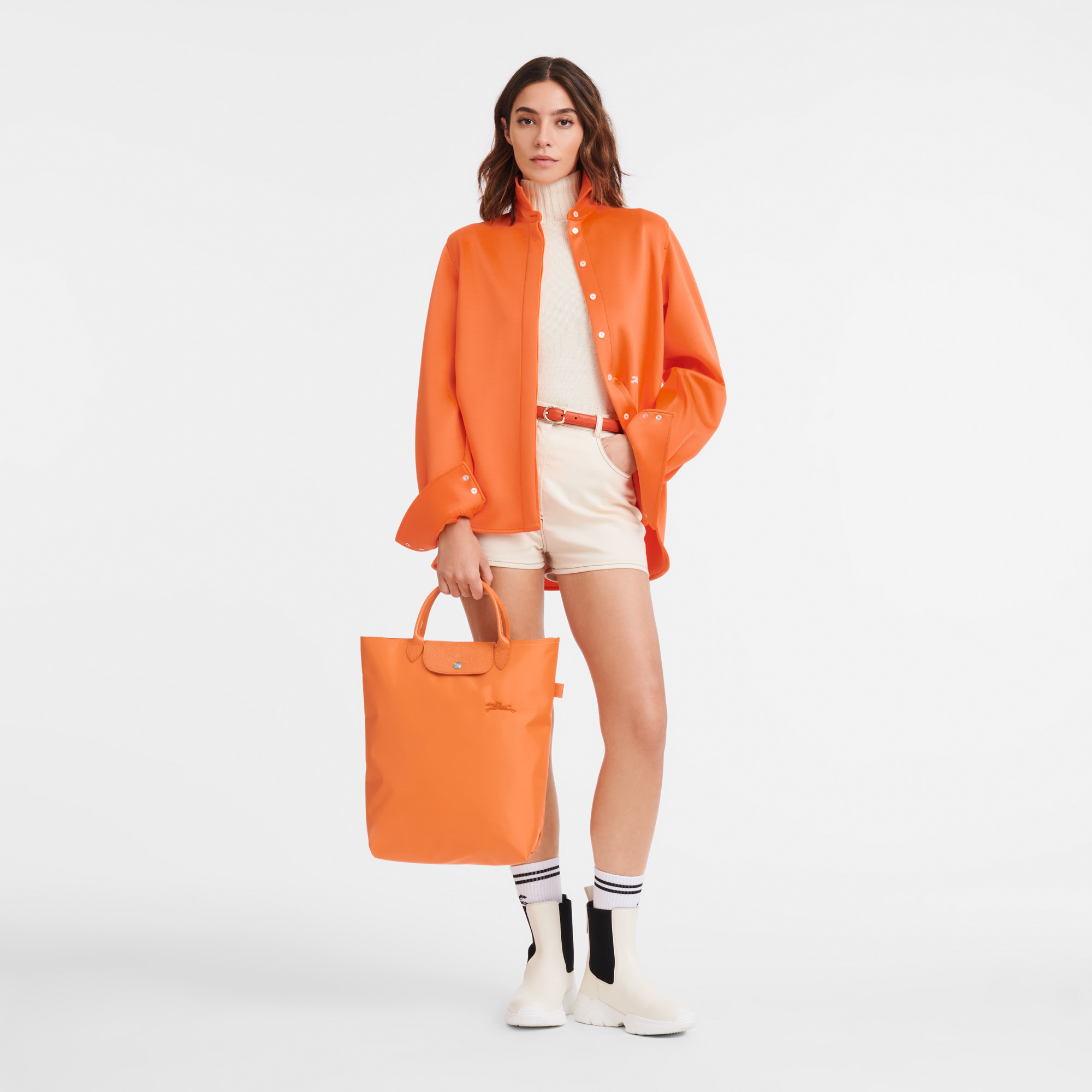 Le Pliage Green M Tote bag Orange - Canvas 2