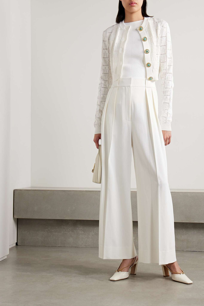 Balmain Cropped pointelle-knit cardigan outlook