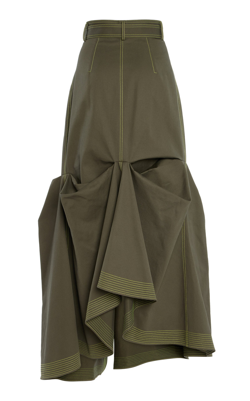 Tucked Cotton-Blend Trumpet Maxi Skirt brown 3