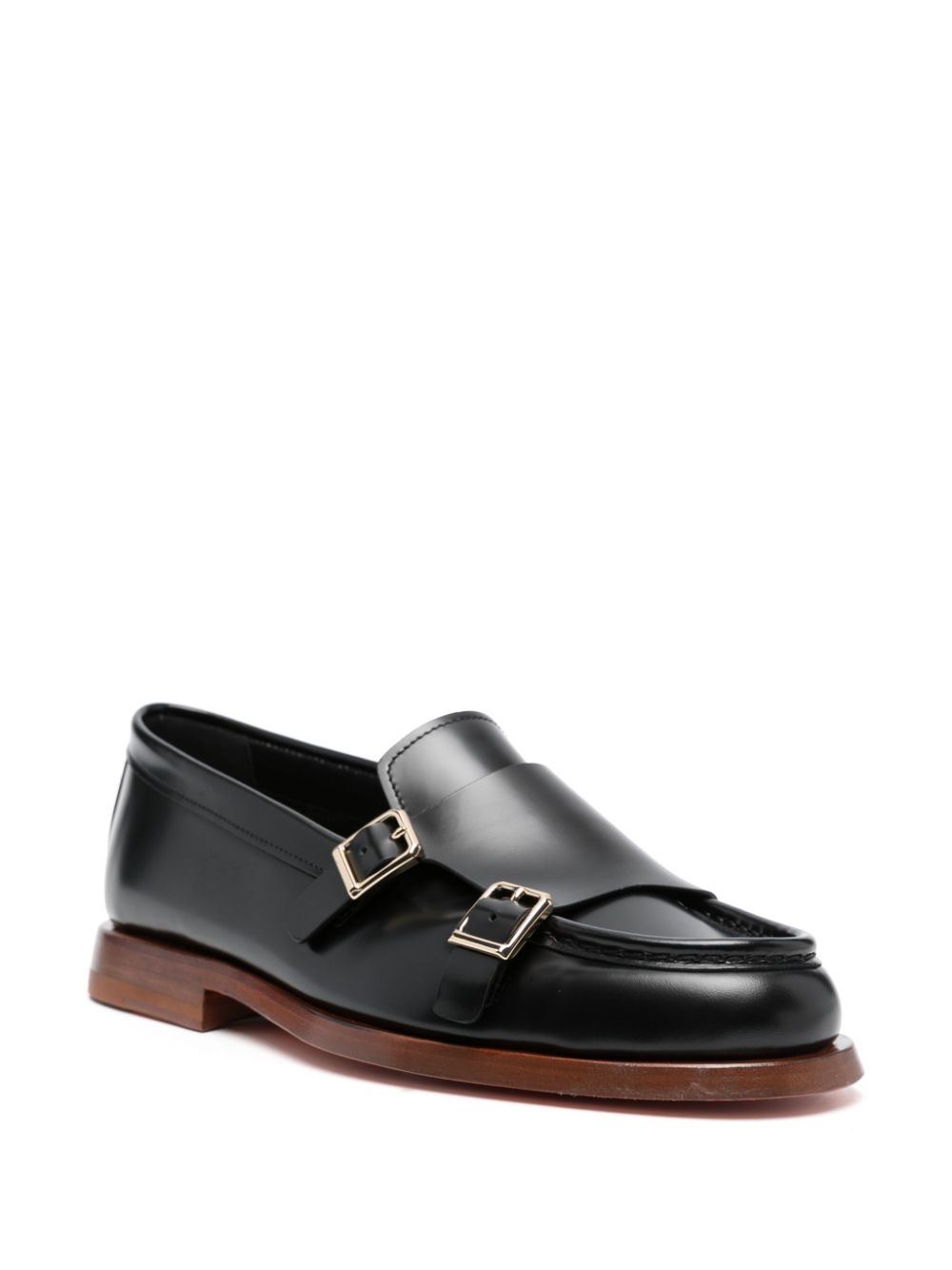double-buckle leather loafers - 2