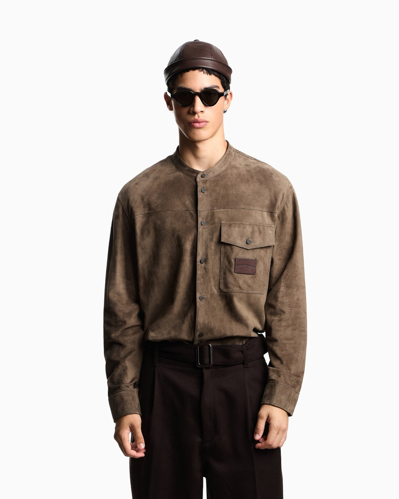 EMPORIO ARMANI GOAT SUEDE SHIRT JACKET WITH GURU COLLAR outlook