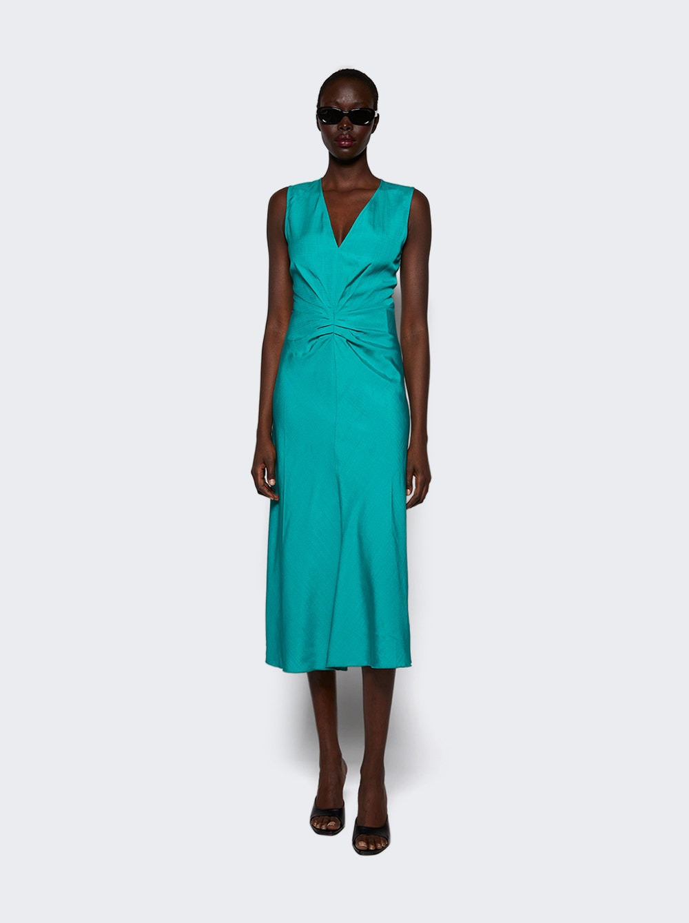 Sleeveless Gathered Waist Midi Dress Peacock - 2