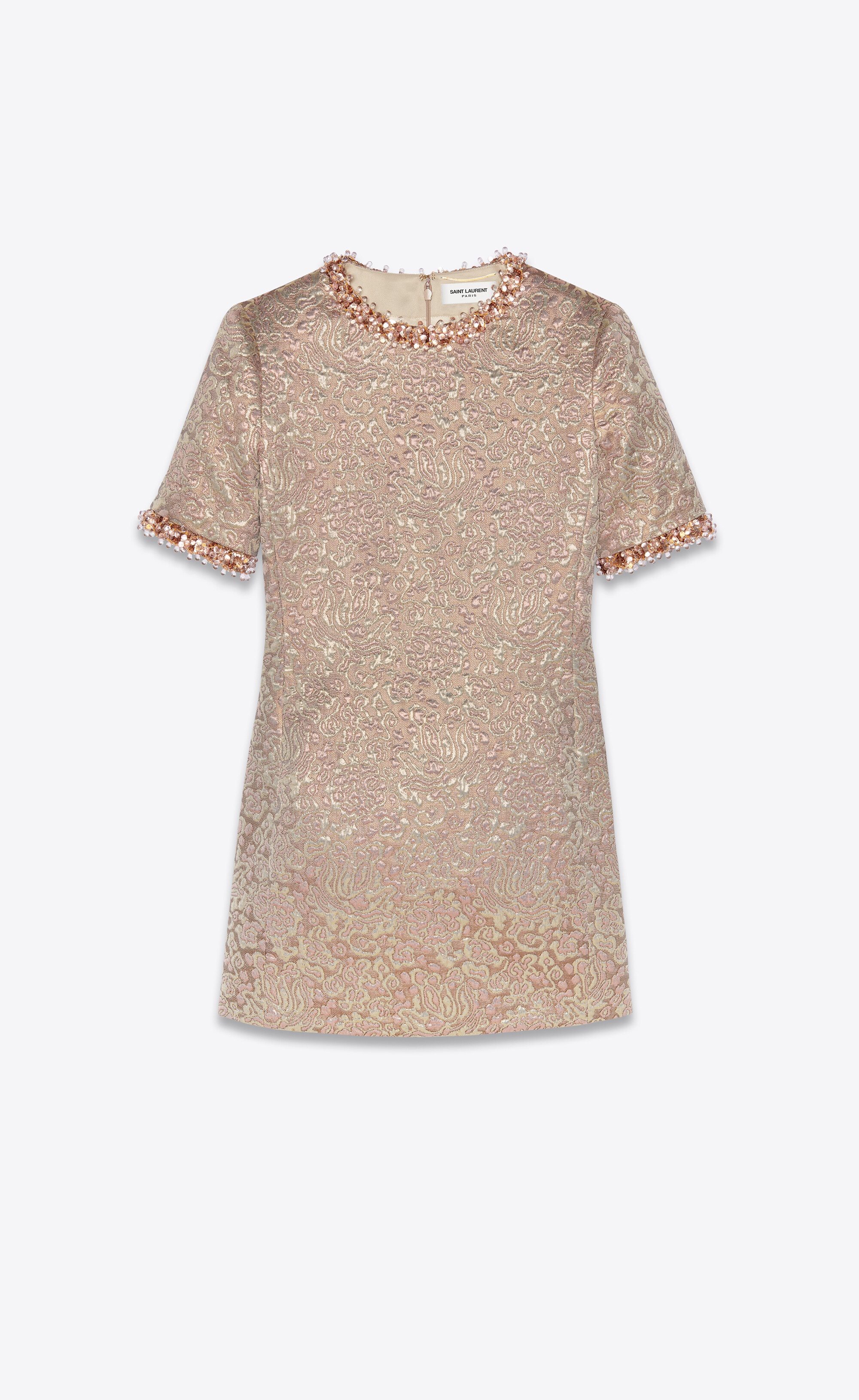 mini dress in embroidered brocade - 1