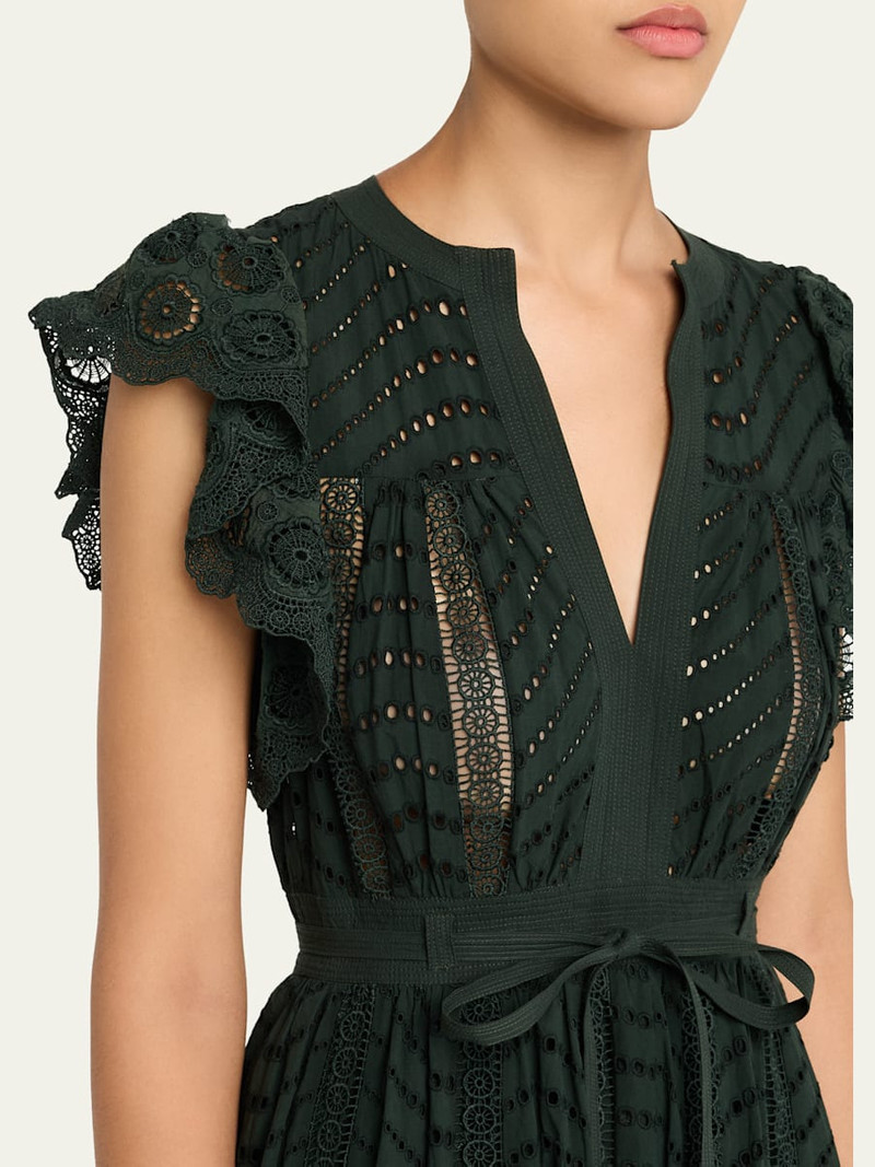 Olga Eyelet Flutter-Sleeve Midi Dress 5