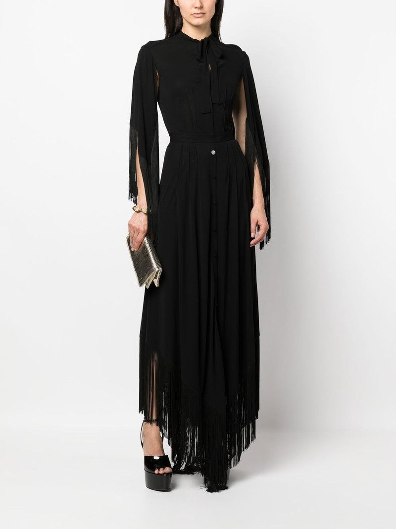 Roberto Cavalli fringe cuffs tie-collar shirt outlook