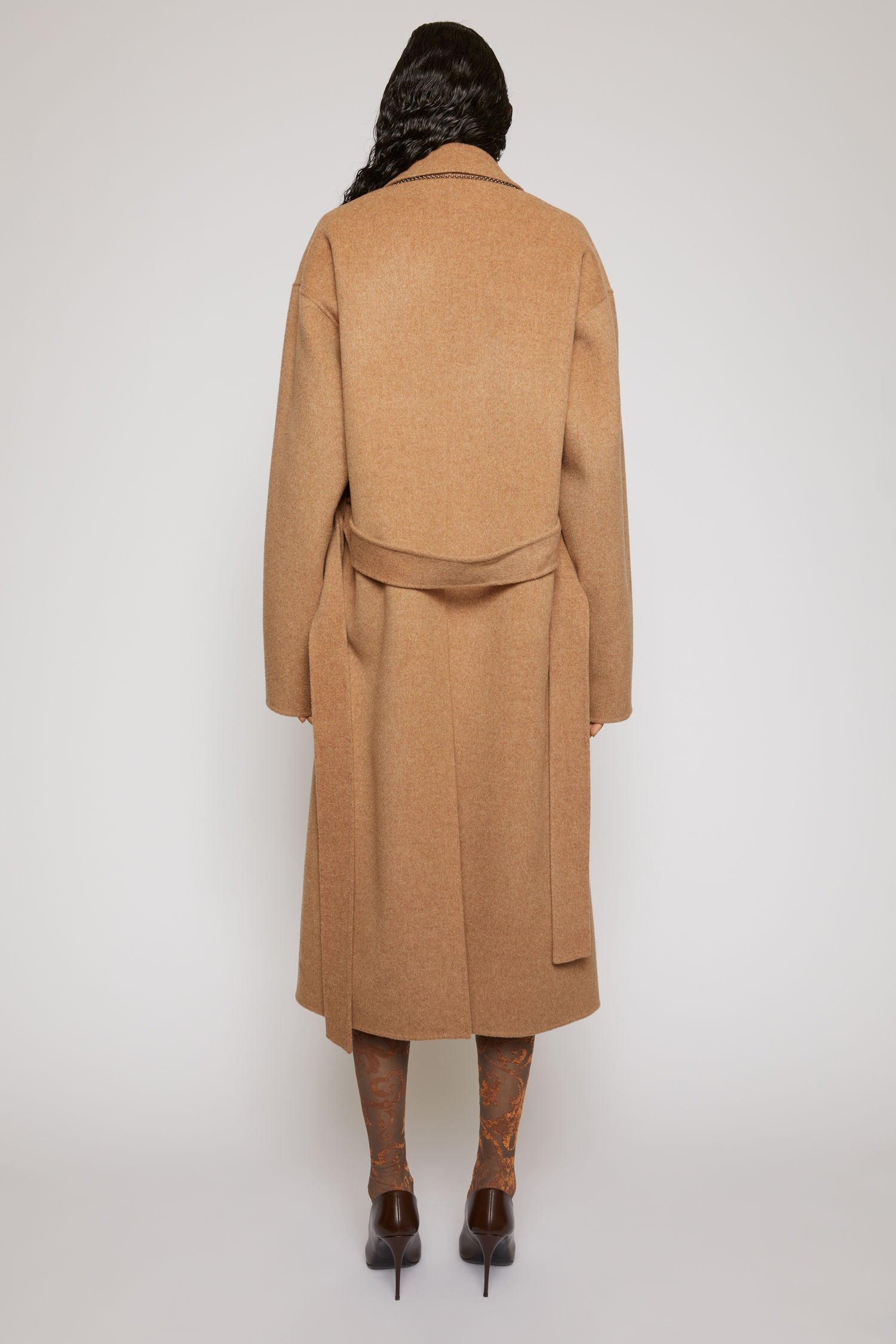 Belted wool coat camel melange - 4