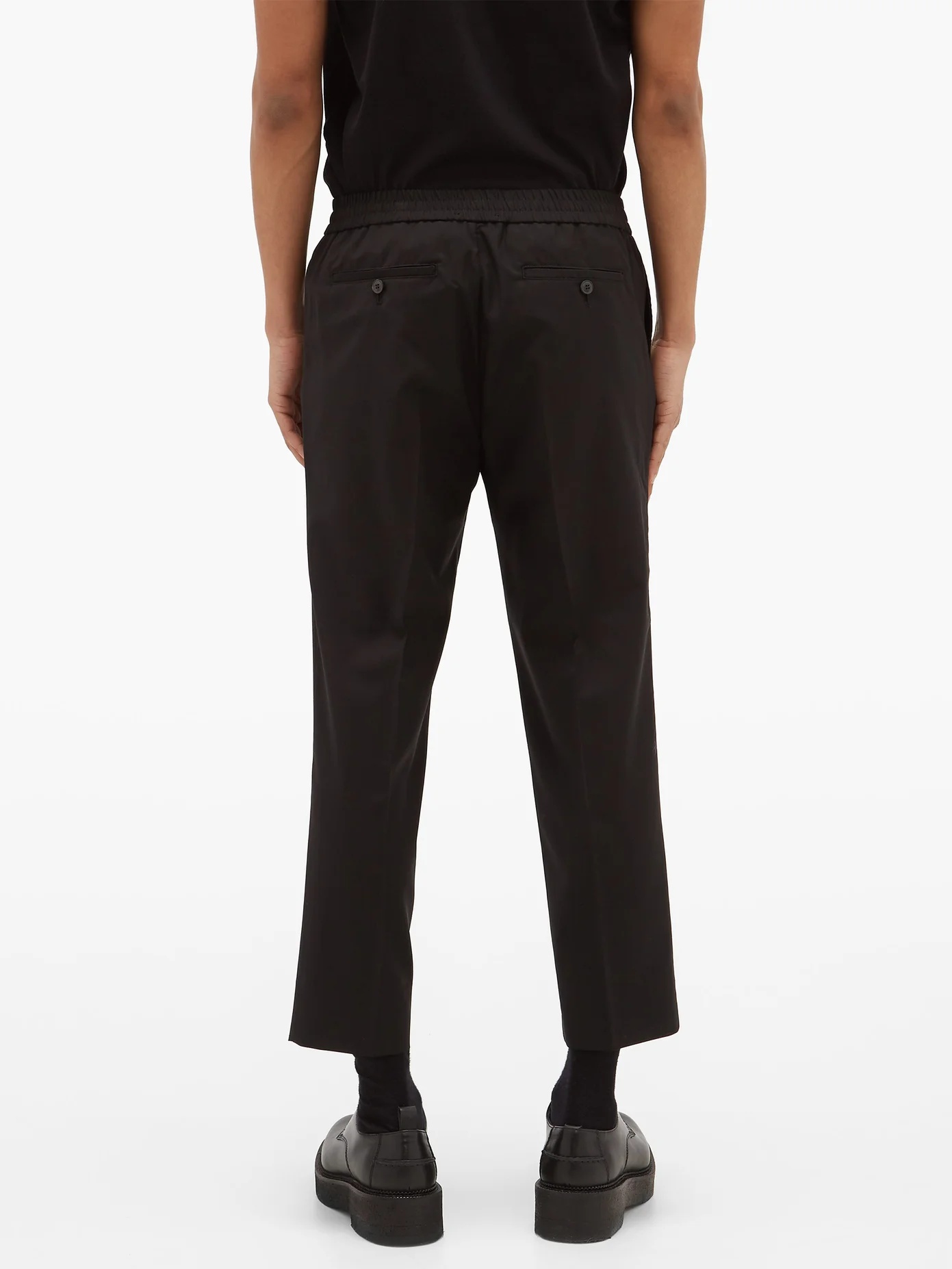 Elasticated-waist cropped wool trousers - 5