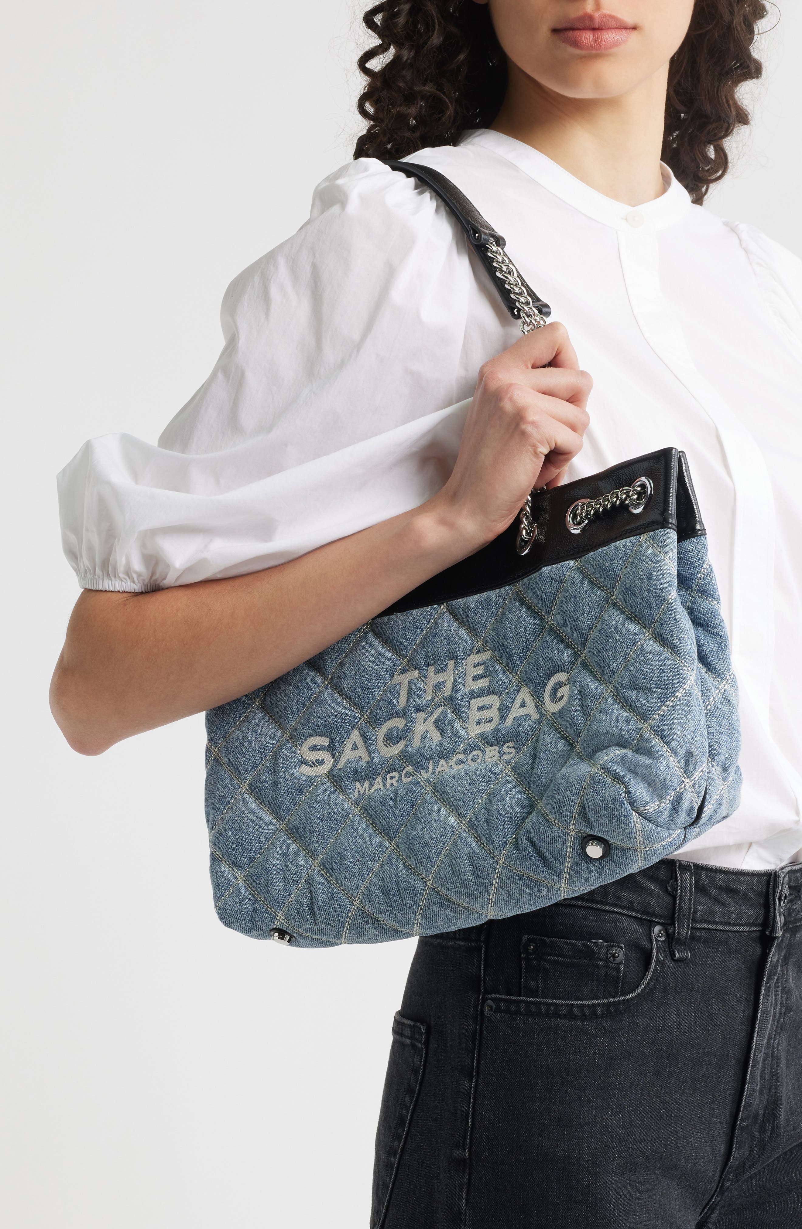 Marc Jacobs The Quilted Denim Chain Sack Bag in Light Wash Indigo at Nordstrom - 2