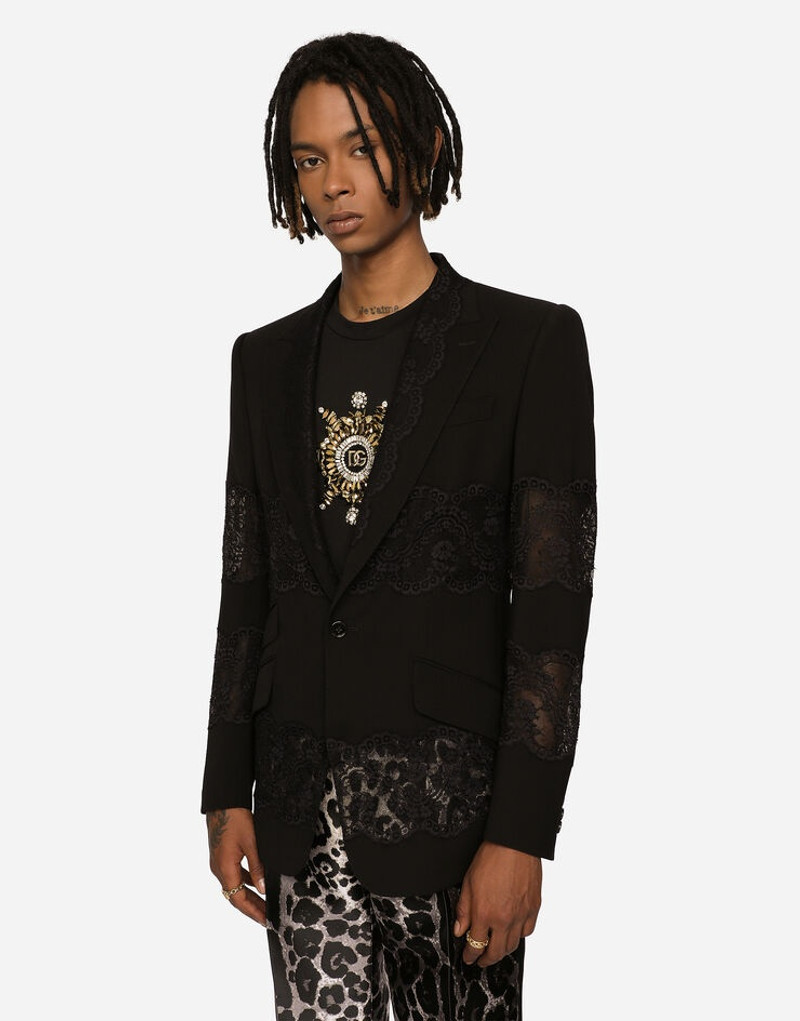 Stretch wool jacket with lace inserts 3