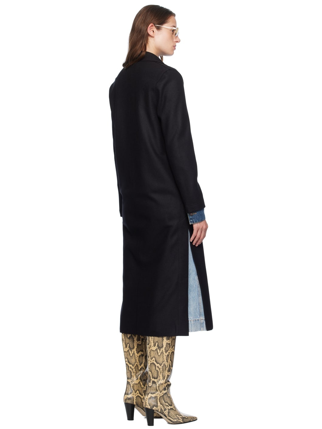 Black Long Boxy Coat - 3
