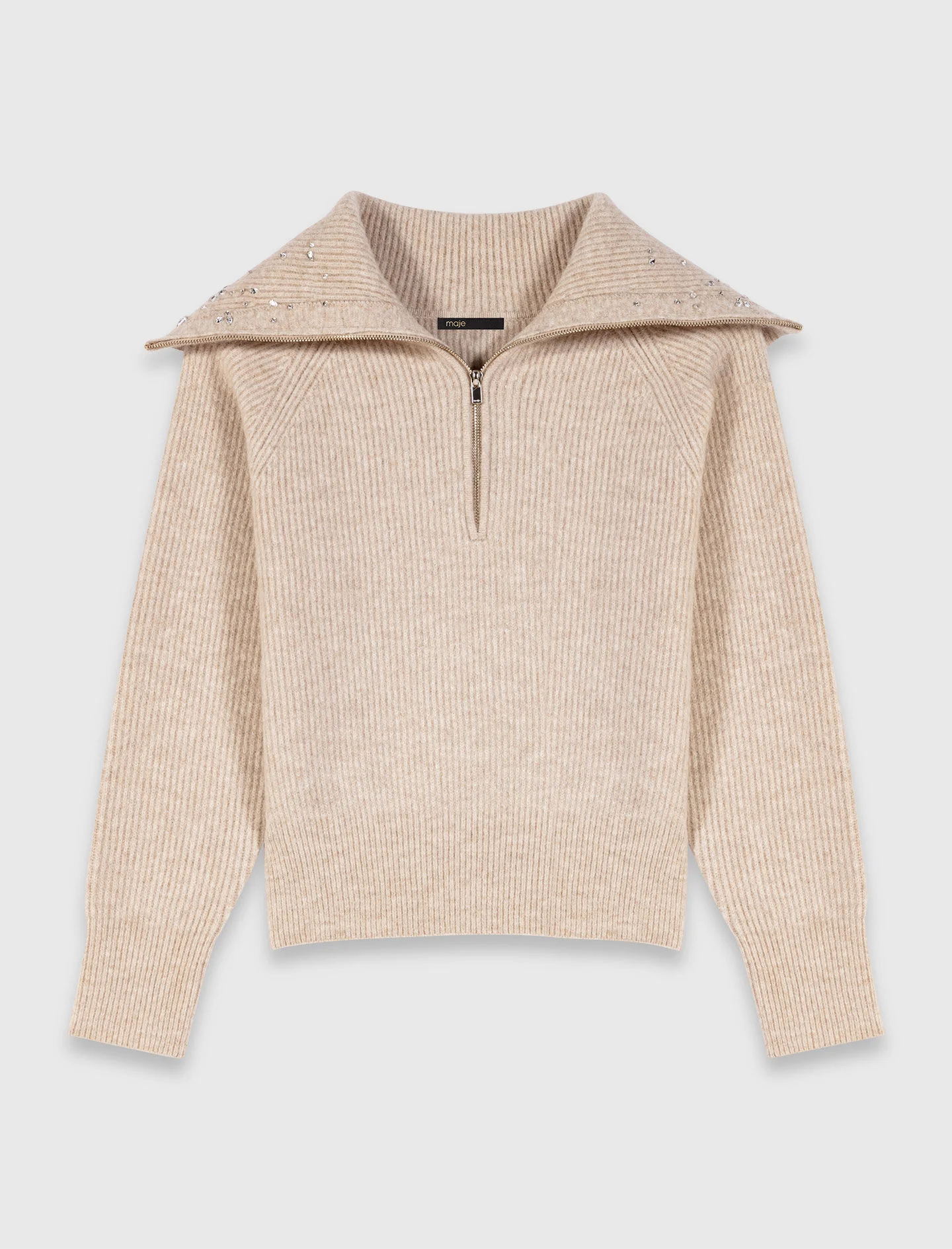 Rhinestone sweater with half-zip - 1