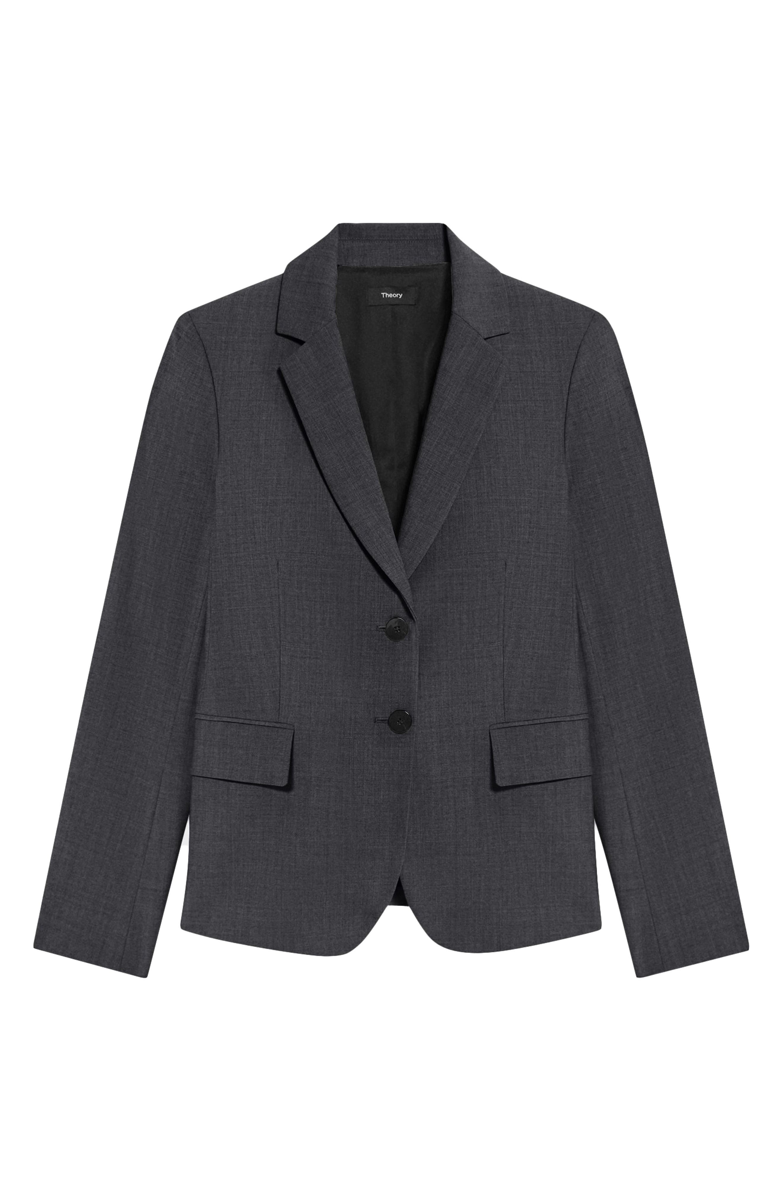 Theory Carissa Good Wool Blazer in Charcoal Melange at Nordstrom - 5
