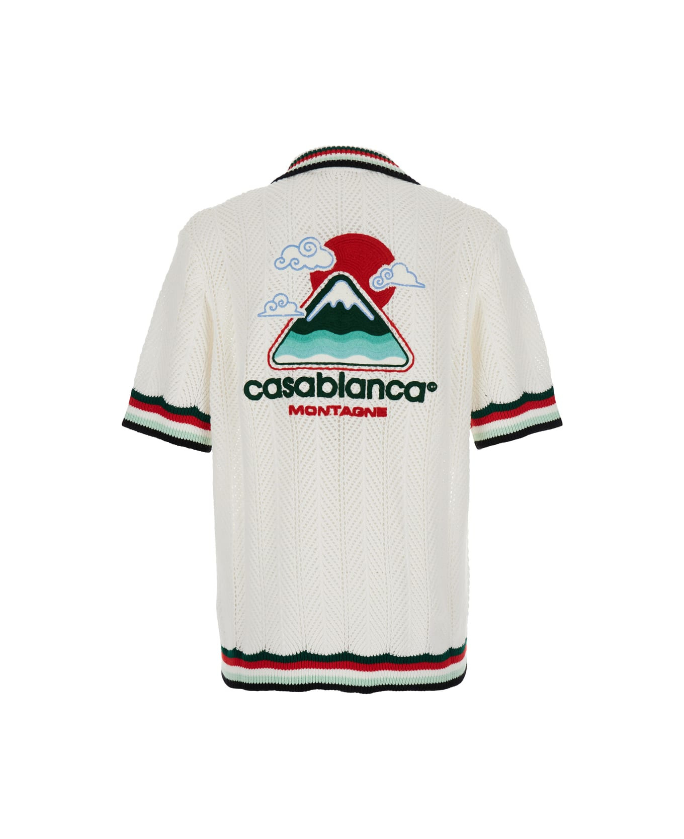 White Shirt With Classic Collar And Chest Logo Patch In Cotton Man - 2