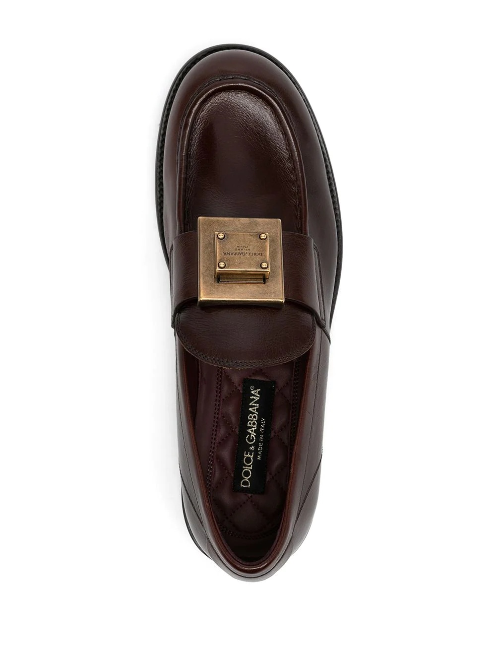 logo-plaque leather loafers - 4