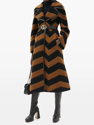 GUCCI Chevron-panelled shearling coat outlook