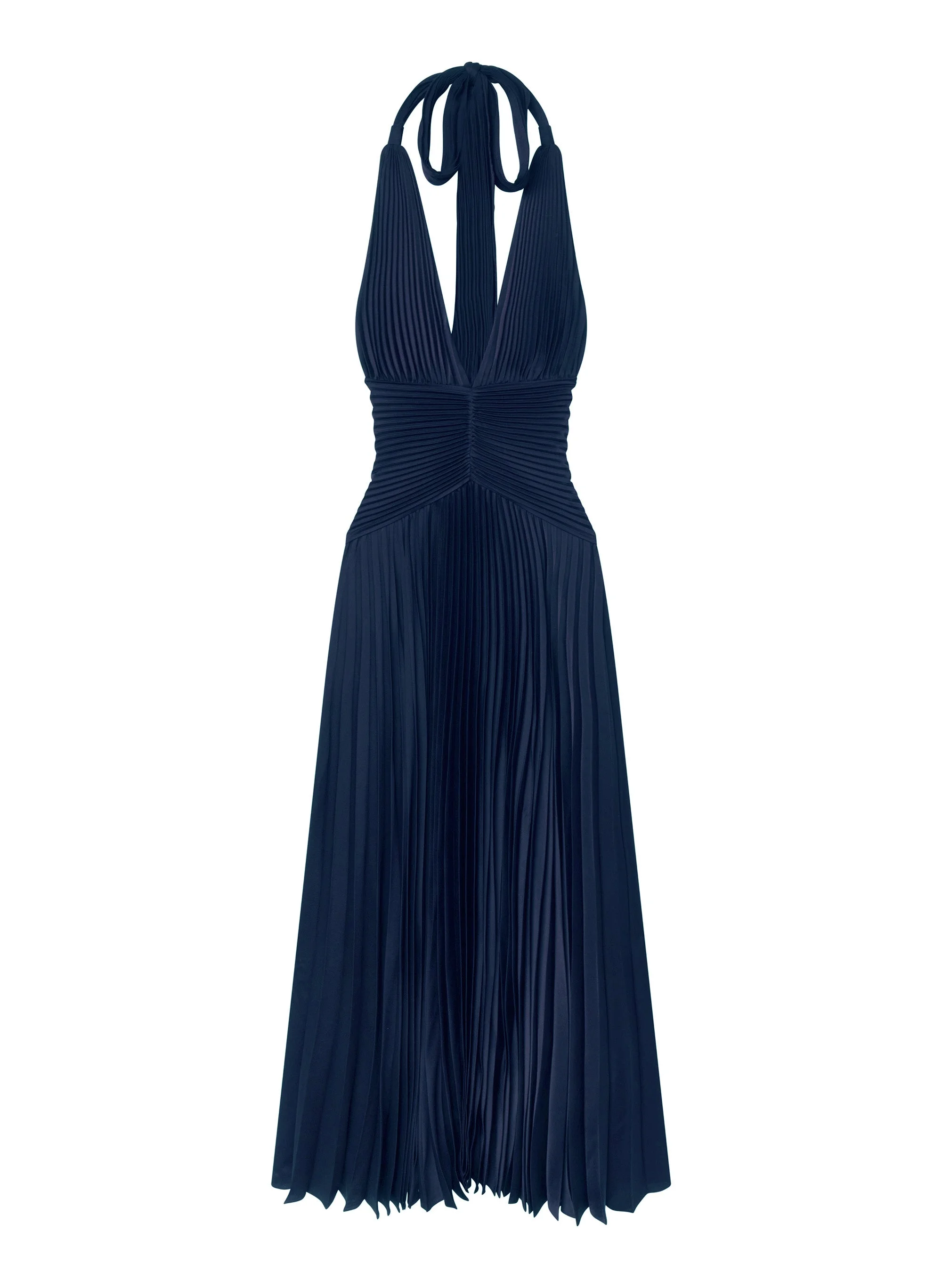 Sabine Scarf Tie Satin Pleated Gown - 1