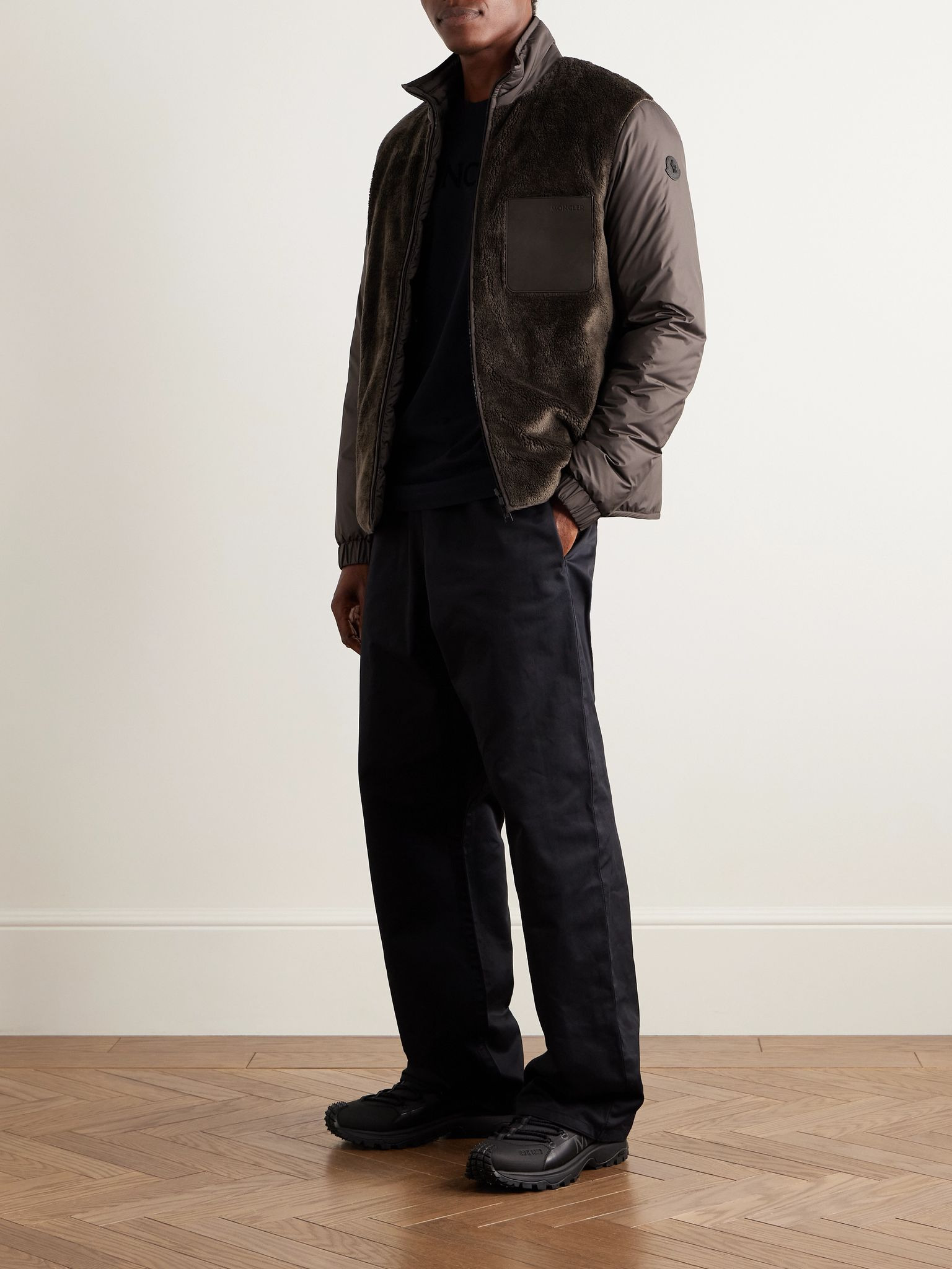 Livra Reversible Fleece and Nubuck-Trimmed Airsoft Down Jacket Dark brown - 2