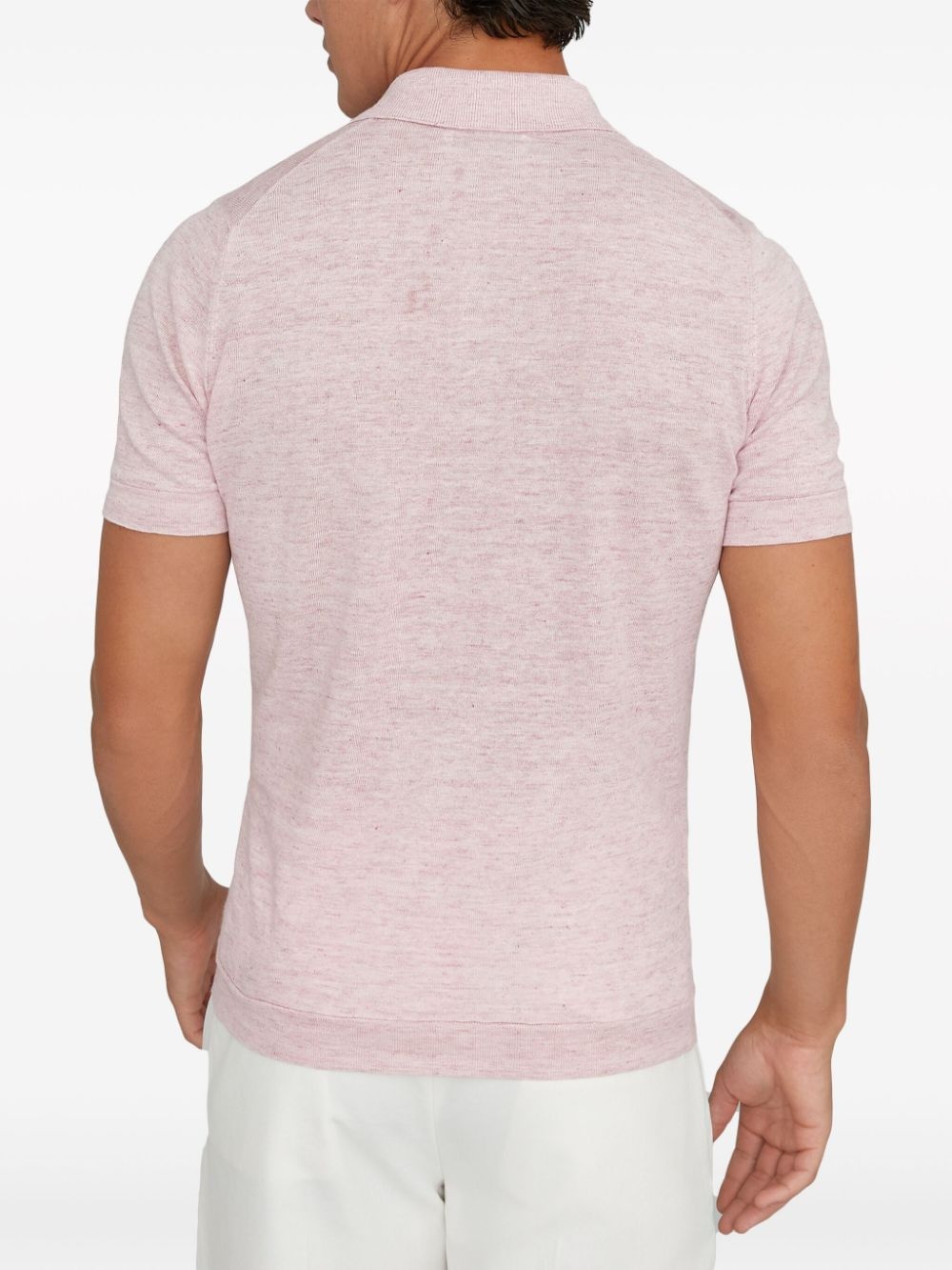 ribbed-collar slub-texture polo shirt - 3