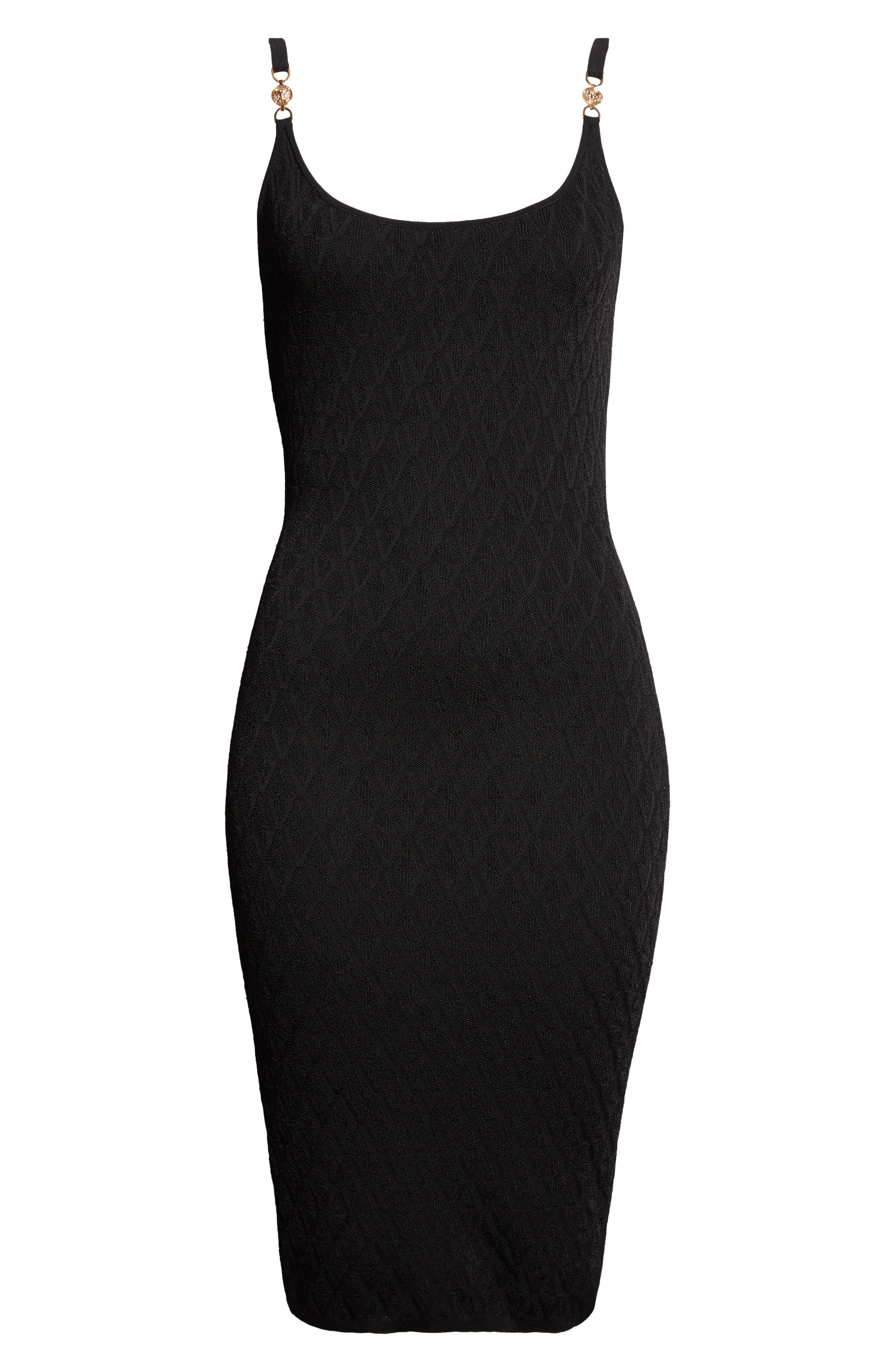 Versace V Jacquard Knit Body-Con Dress in Black at Nordstrom - 5