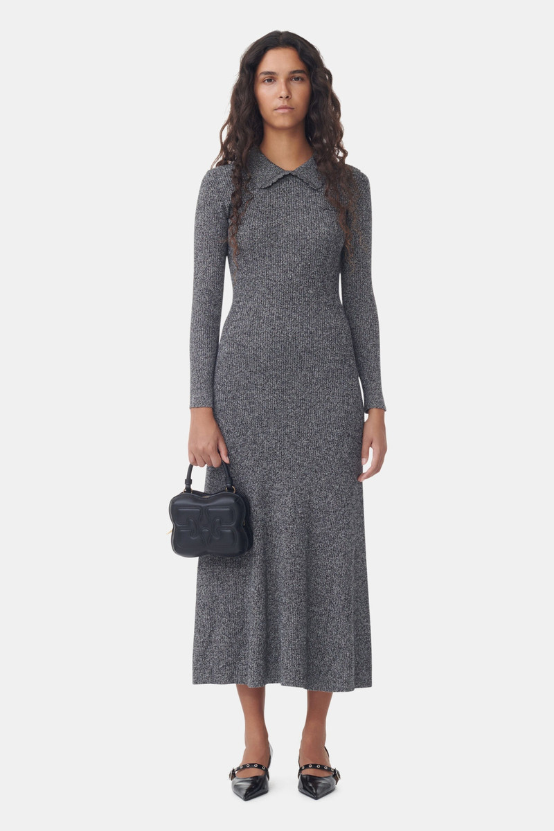 GANNI GREY COLLAR MAXI DRESS outlook