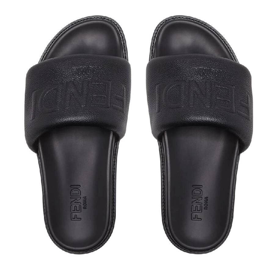Fendi Leather Slide With Wide Band - 4