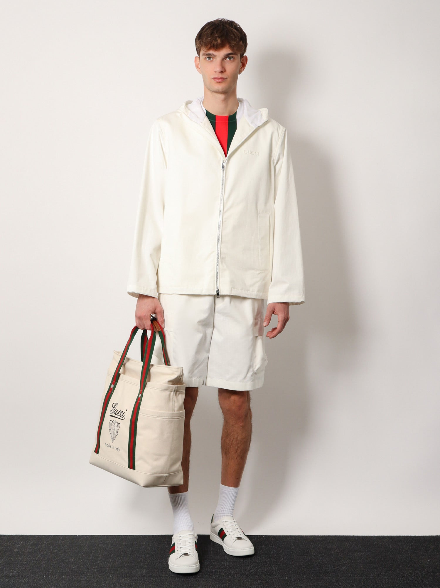 Gucci Canvas Shopping Bag With Web Details - 2
