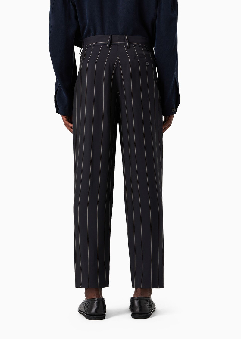 Pinstriped viscose trousers with pleats 3