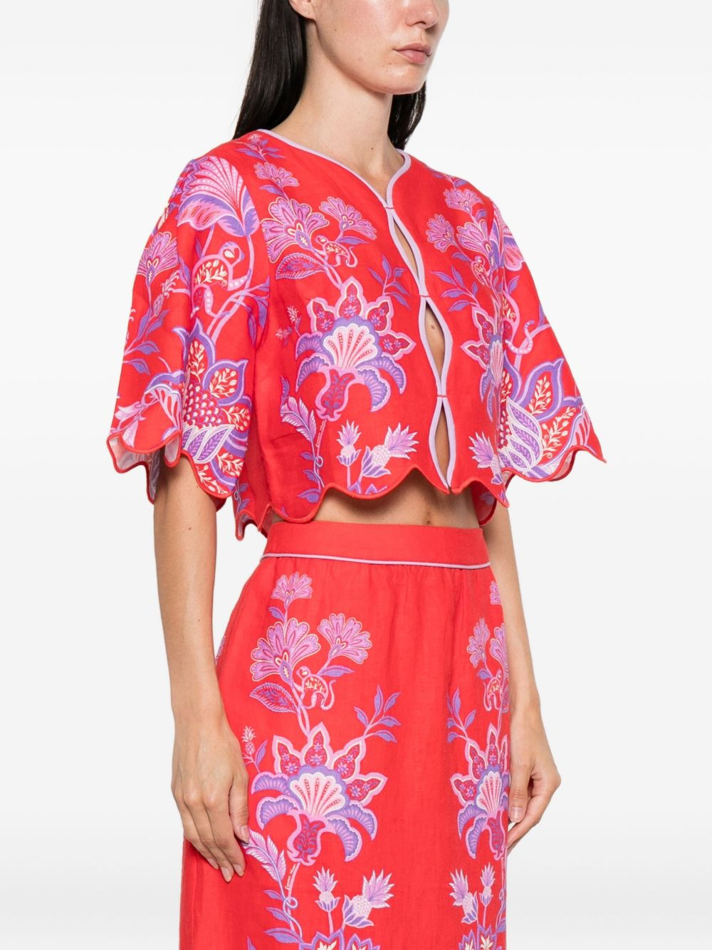 Porcelain Garden floral-print scalloped top - 3