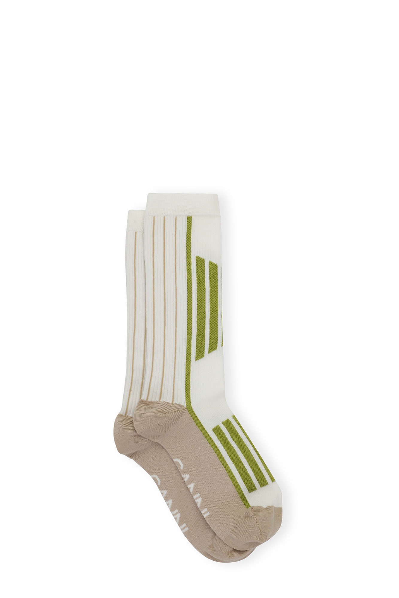 WHITE/GREEN SPORTY SOCKS - 1