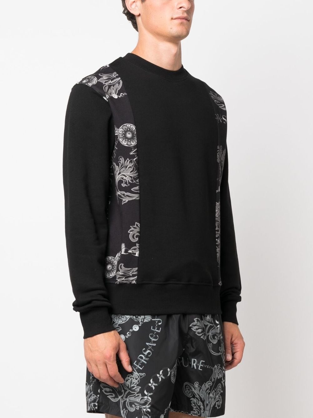 baroque-print panel sweatshirt - 3