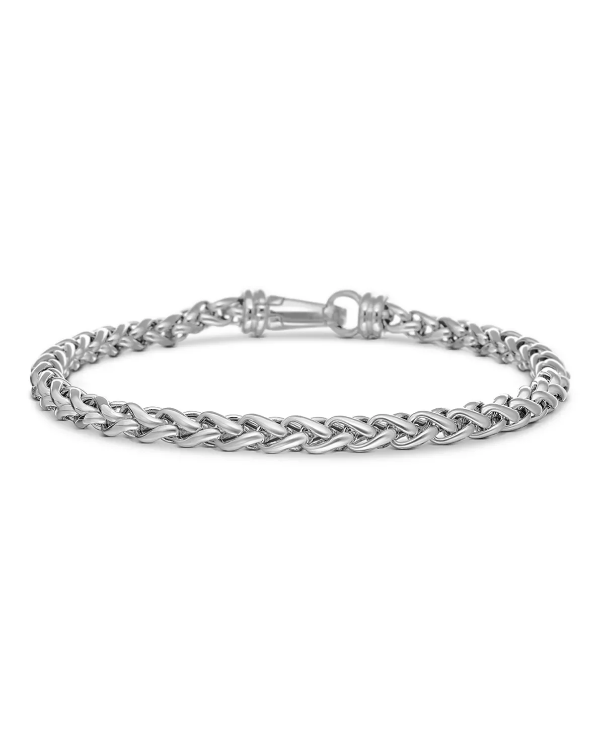 Men's Wheat Chain Bracelet in Sterling Silver, 4mm - 1