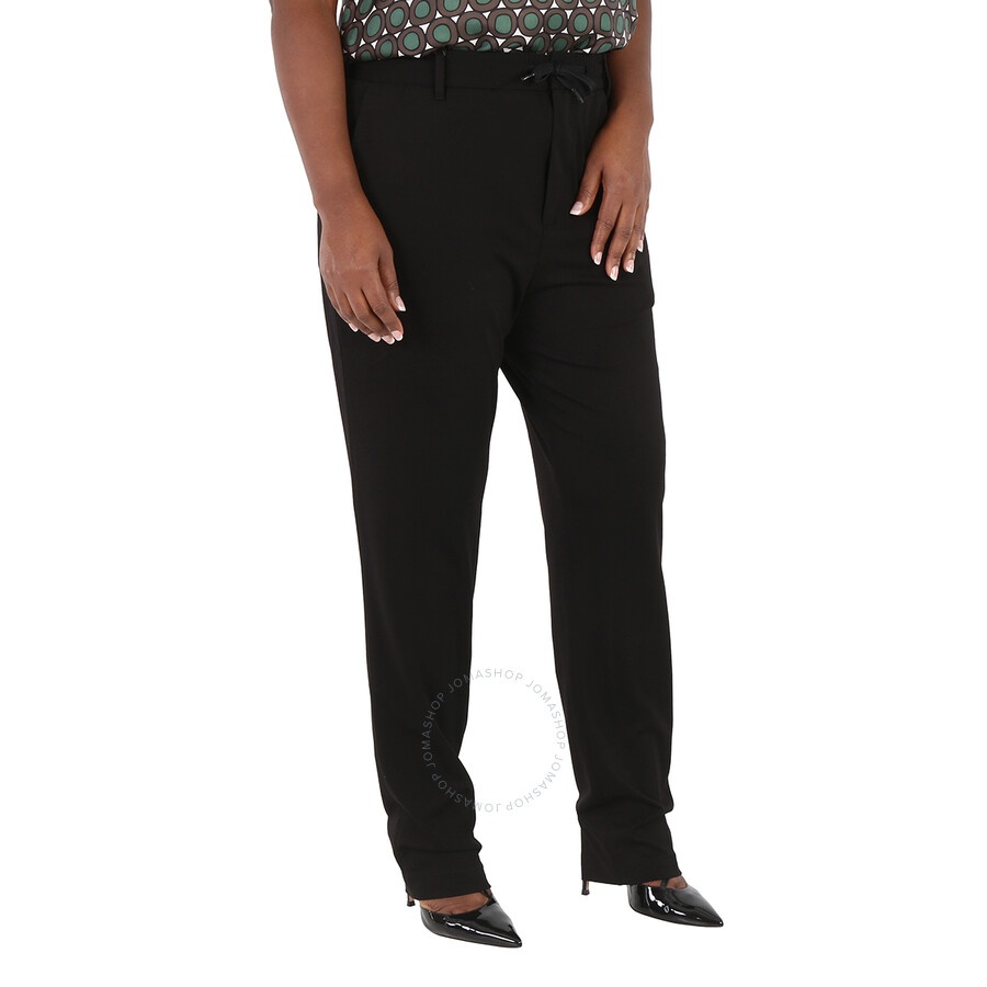 Emporio Armani Ladies Black Stretch Cotton Drawstring Trousers - 4