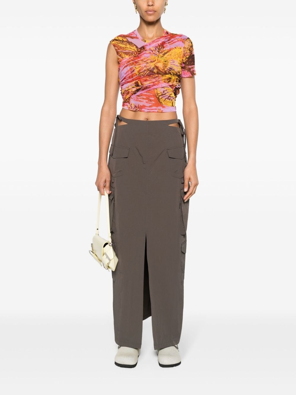 abstract-print asymmetric blouse - 2