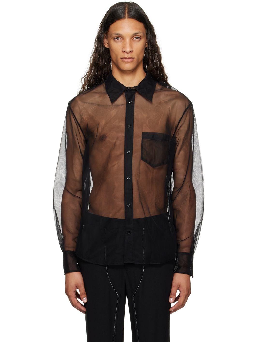 Black Sheer Shirt - 1