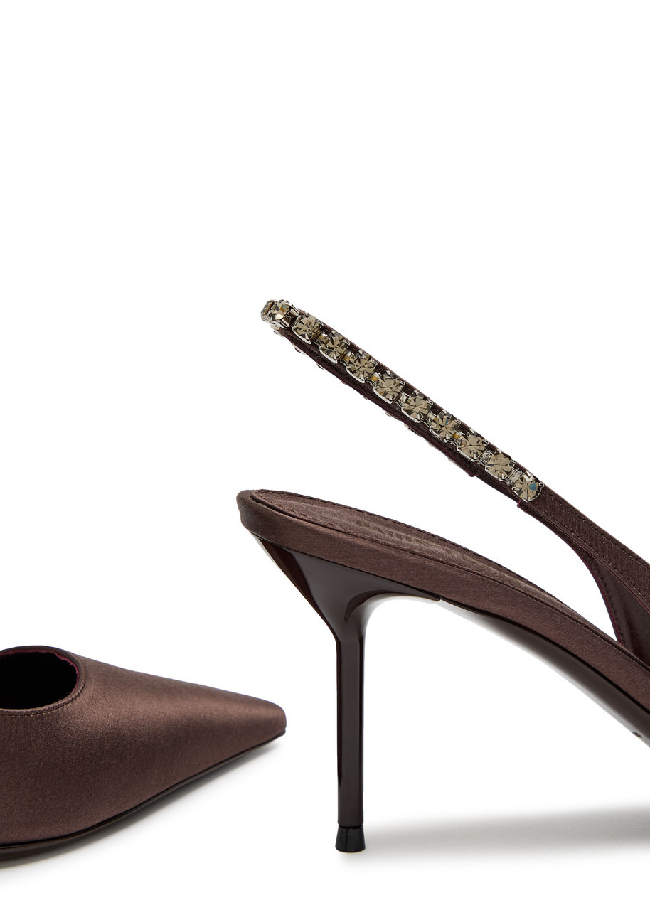 Paris Texas Lidia 70 Crystal-embellished Satin Slingback Pumps - 4