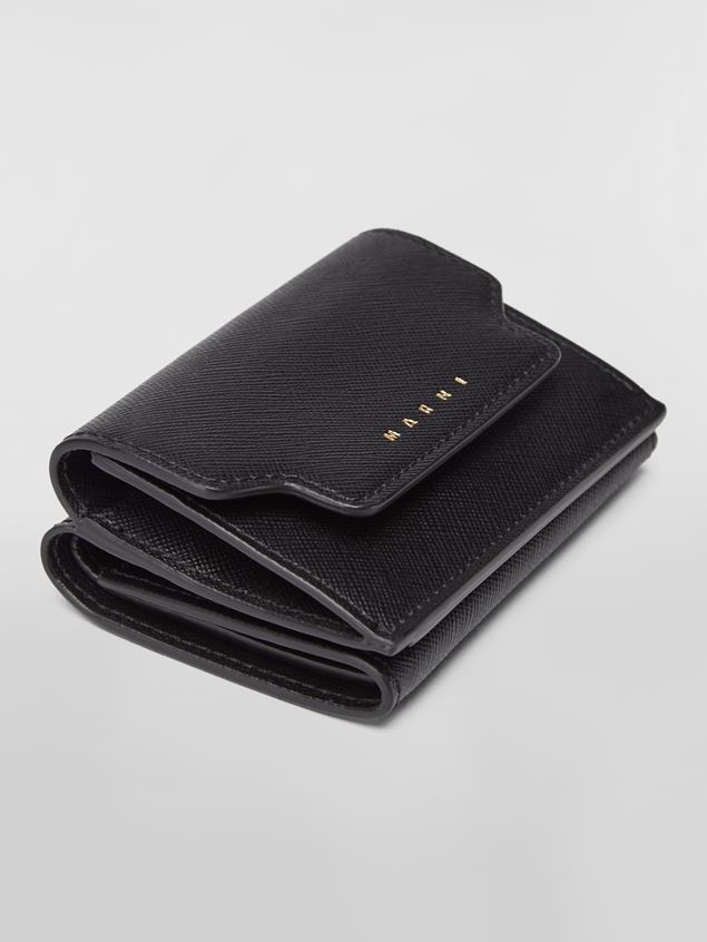 BLACK SAFFIANO CALFSKIN TRI-FOLD WALLET - 4