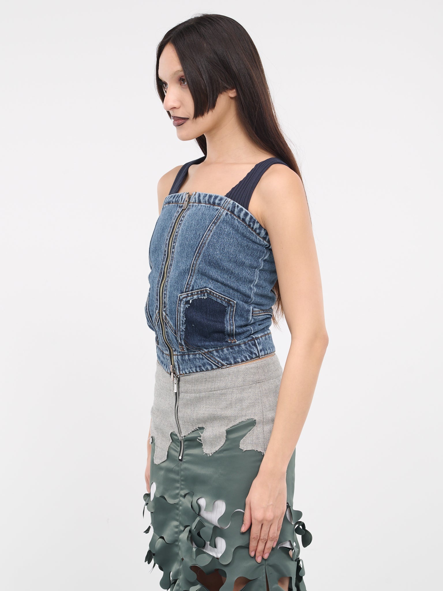 Deconstructed Denim Bustier - 2