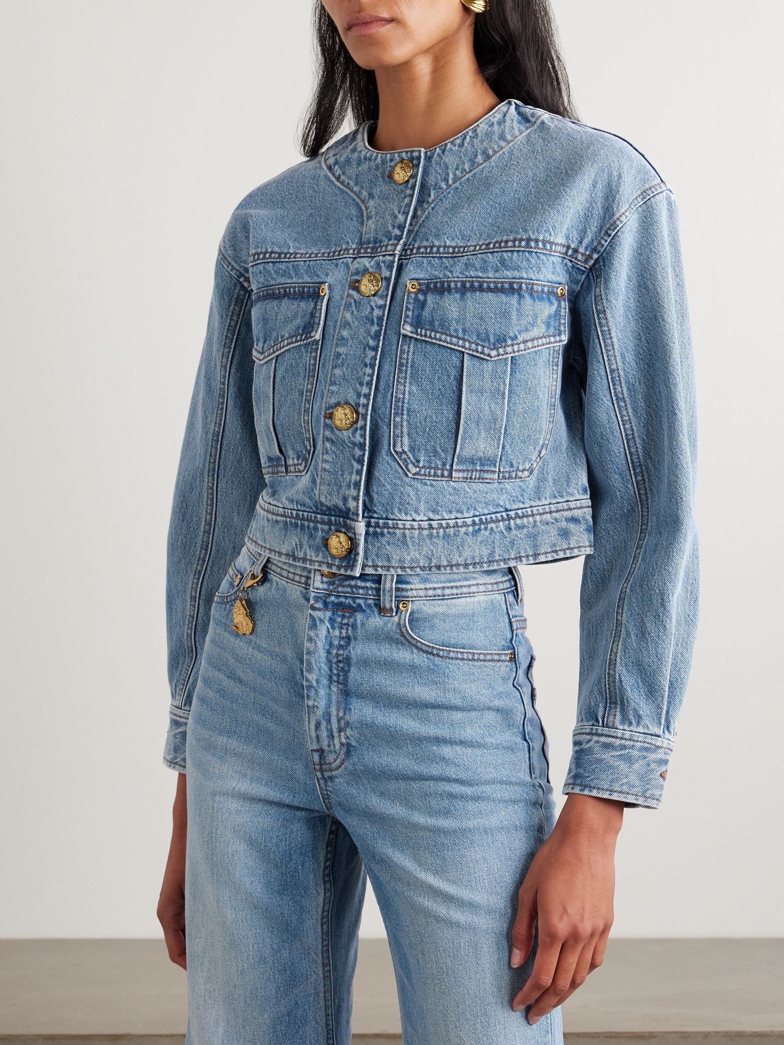 Cropped denim jacket Light denim - 3